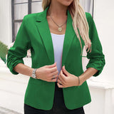 Plus Size Women's Single Button Front Lapel Blouse Elegant Solid Color Long Sleeve Office Shirt Professional Work Wear Tops