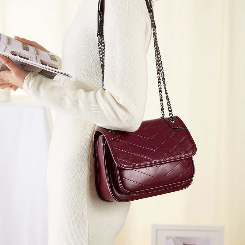 cowhide shoulder bag for women