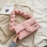 plush one shoulder small square bag