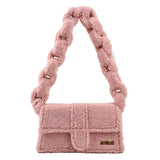plush one shoulder small square bag