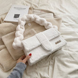 plush one shoulder small square bag