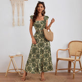 Tea Break Floral Strap Dress Female Midriff Outfit Slimming Temperament High-end Sense