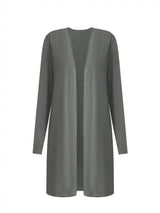 2025 New Women's Elegant Solid Color Three Piece Set - Round Neck Top Coat&Solid Color Tank Top&Wide Leg Pants, Elastic Polyester Blended, Comfortable And Breathable, Fashionable And Elegant