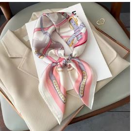 Luxury Fashion Print 70*70cm Silk Square Scarf Women Soft Satin Hairband Neckerchief Tie Female Headband Foulard Bag Ribbon