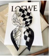 Luxury Fashion Print 70*70cm Silk Square Scarf Women Soft Satin Hairband Neckerchief Tie Female Headband Foulard Bag Ribbon