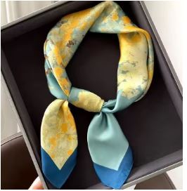 Luxury Fashion Print 70*70cm Silk Square Scarf Women Soft Satin Hairband Neckerchief Tie Female Headband Foulard Bag Ribbon