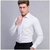 Men Formal Shirt Long Sleeve Office Solid Color Anti-Wrinkle