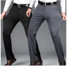 Men's Summer Thin Fashion Business Casual Suit Pants Long Pants Men's Elastic Straight Sleeve Formal Pants