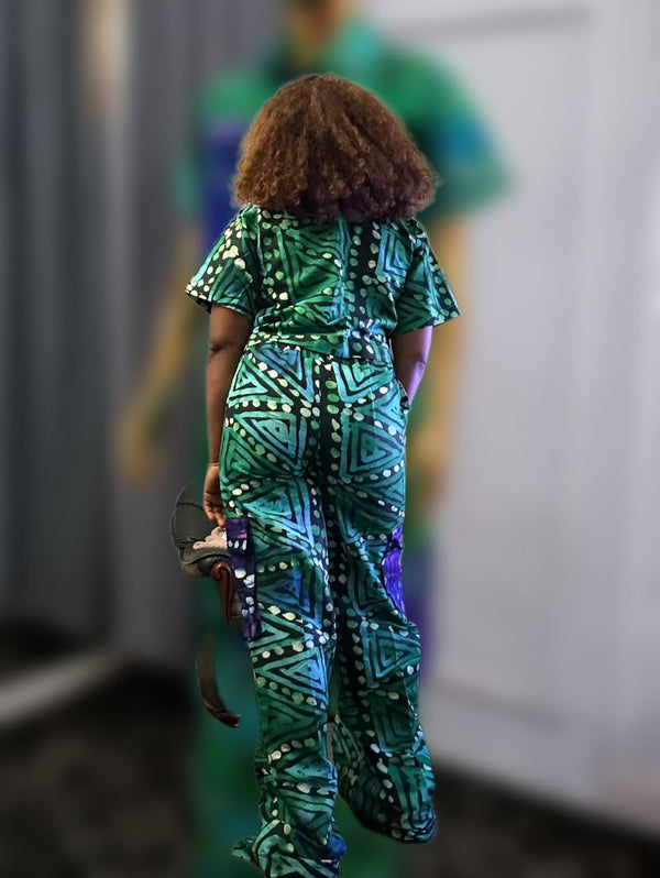 Emvorlia Ankara Two Piece Crop Top with Cargo Trousers