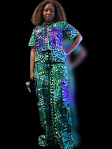 Emvorlia Ankara Two Piece Crop Top with Cargo Trousers