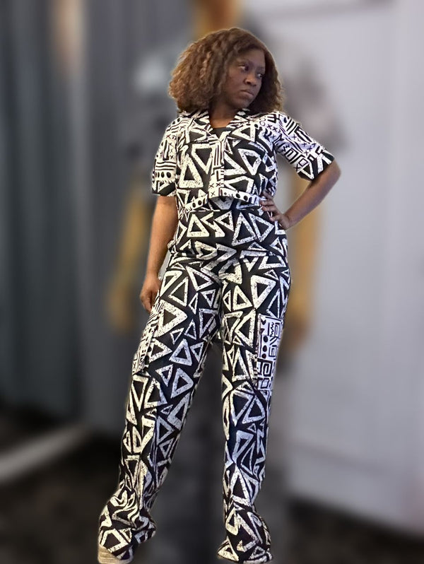 Emvorlia Ankara Two Piece Crop Top with Cargo Trousers