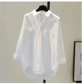 Long Sleeve White Women Shirt New Spring Casual Loose Office Blouse Lady Tops Button Simple Woman Clothes Blusas 12616