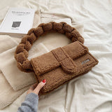 plush one shoulder small square bag