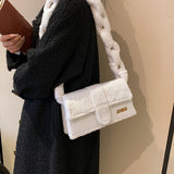 plush one shoulder small square bag