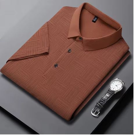 Men's New Printed Business Casual Short sleeved POLO Shirt Fashion Short sleeved Comfortable and Breathable Top
