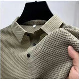 New Men's Business Casual Short Sleeved Bone Flower Solid Color POLO Shirt Fashion Breathable Comfortable Summer Versatile Top