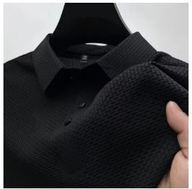 New Men's Business Casual Short Sleeved Bone Flower Solid Color POLO Shirt Fashion Breathable Comfortable Summer Versatile Top