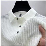 New Men's Business Casual Short Sleeved Bone Flower Solid Color POLO Shirt Fashion Breathable Comfortable Summer Versatile Top