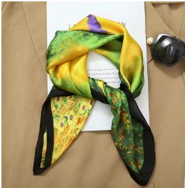 Luxury Fashion Print 70*70cm Silk Square Scarf Women Soft Satin Hairband Neckerchief Tie Female Headband Foulard Bag Ribbon