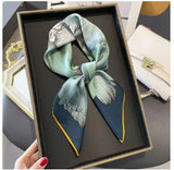 Luxury Fashion Print 70*70cm Silk Square Scarf Women Soft Satin Hairband Neckerchief Tie Female Headband Foulard Bag Ribbon