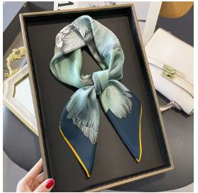 Luxury Fashion Print 70*70cm Silk Square Scarf Women Soft Satin Hairband Neckerchief Tie Female Headband Foulard Bag Ribbon