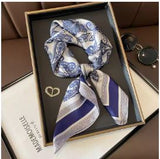 Luxury Fashion Print 70*70cm Silk Square Scarf Women Soft Satin Hairband Neckerchief Tie Female Headband Foulard Bag Ribbon