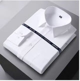 Men Formal Shirt Long Sleeve Office Solid Color Anti-Wrinkle