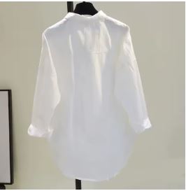 Long Sleeve White Women Shirt New Spring Casual Loose Office Blouse Lady Tops Button Simple Woman Clothes Blusas 12616