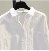 Long Sleeve White Women Shirt New Spring Casual Loose Office Blouse Lady Tops Button Simple Woman Clothes Blusas 12616